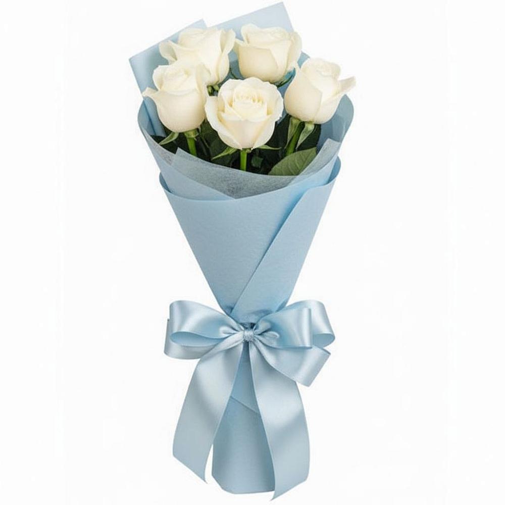Букет 5 Белых роз Проуд в Спасск-Дальнем