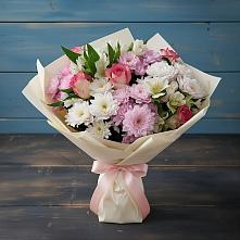 Букет цветов из:  Хризантемы, Альстромерии и Розы в Спасск-Дальнем