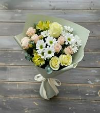 Букет цветов из:  Альстромерии, Розы и Хризантемы в Спасск-Дальнем