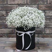 Цветочная композиция из Гипсофила в шляпной коробке в Спасск-Дальнем