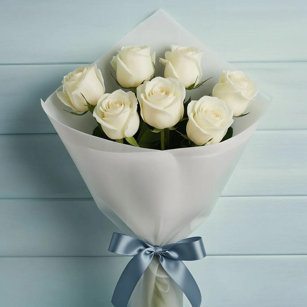 Букет 7 Белых роз Эдлесс Лав в Спасск-Дальнем